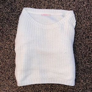 white crop knitted sweater from Ardene’s. (Long sleeve)